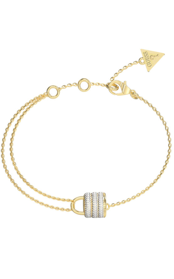 GUESS STEEL GUESS MY SECRET JUBB05418JWYGL Βραχιόλι Χρυσό Με Λουκέτο Με Πέτρες