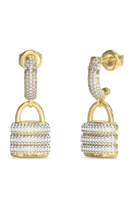 GUESS STEEL GUESS MY SECRET JUBE05407JWYGT/U Σκουλαρίκια Χρυσά Με Πέτρες