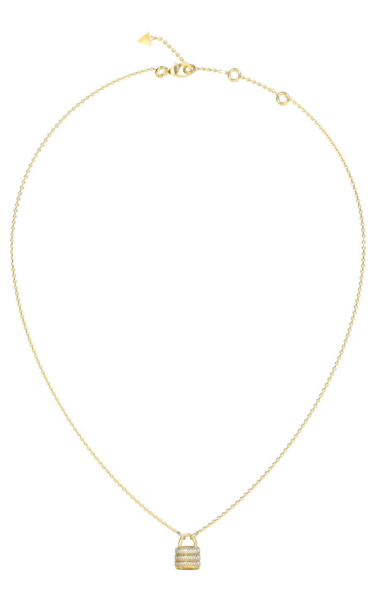 GUESS STEEL GUESS MY SECRET JUBN05417JWYGT/U Κολιέ Χρυσό Με Λουκετάκι Με Πέτρες