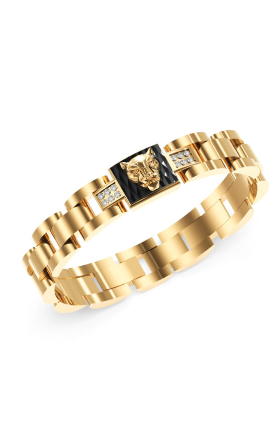 GUESS STEEL GUESS PANTHER JUMB06087JWYGT/U Βραχιόλι Χρυσό Με Πάνθηρα Και Πέτρες