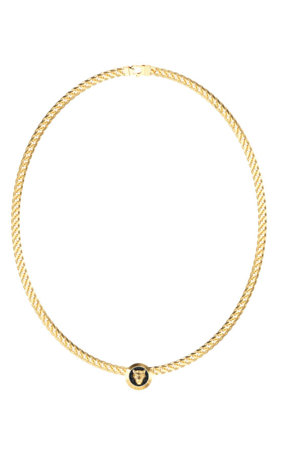 GUESS STEEL GUESS PANTHER JUMN06085JWYGT/U Κολιέ Χρυσό Με Πάνθηρα Και Λογότυπο