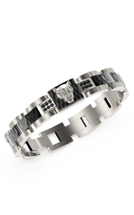 GUESS STEEL GUESS PANTHERJUMB06088JWSTT/U  Βραχιόλι Δίχρωμο Με Πάνθηρα Και Πέτρες