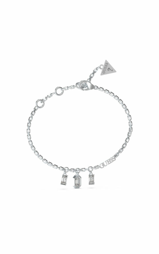 GUESS STEEL HASHTAG GUESS JUBB04251JWRHL Ασημένιο Βραχιόλι Με Κρεμαστές Πέτρες