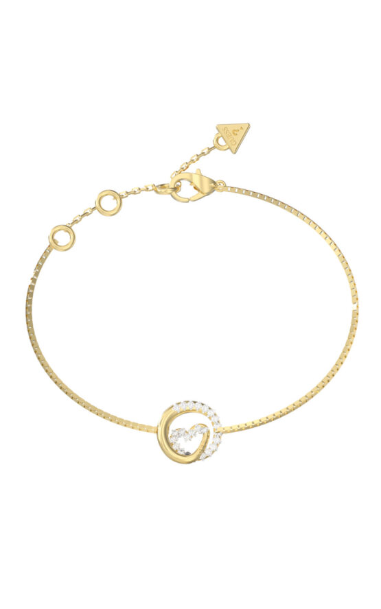GUESS STEEL ICONIQUE JUBB05527JWYGL Βραχιόλι Χρυσό Με Καρδιά Με Πέτρες