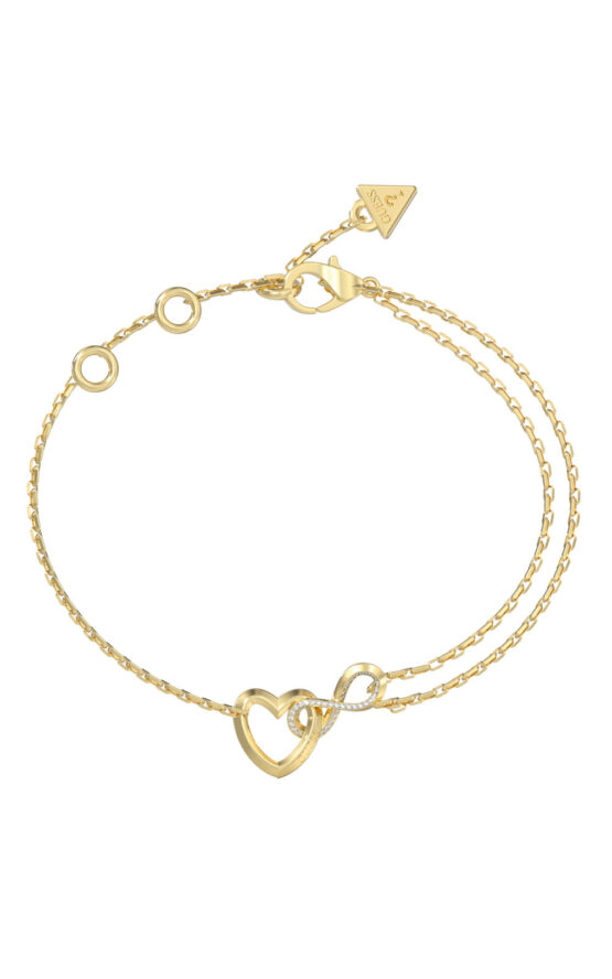 GUESS STEEL ICONIQUE JUBB05531JWYGL Βραχιόλι Χρυσό Με Καρδιά Και Άπειρο