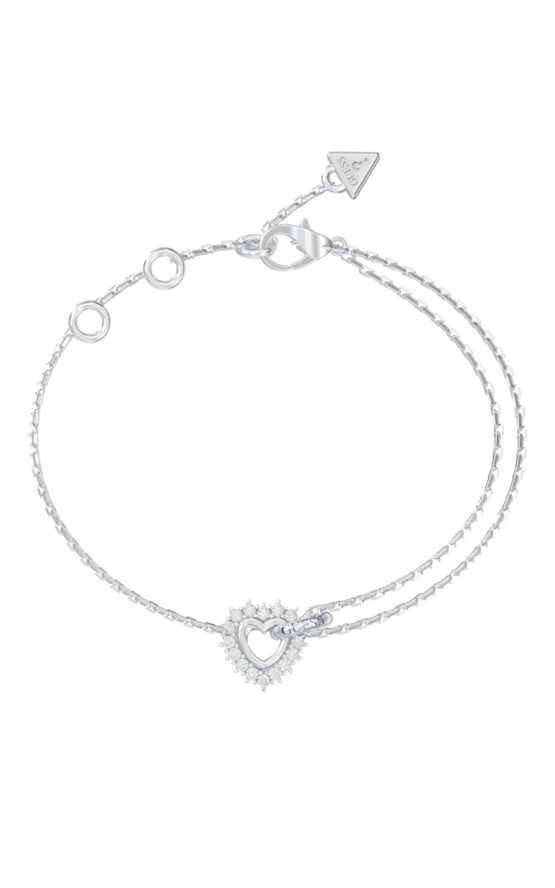 GUESS STEEL ICONIQUE JUBB05534JWRHL Βραχιόλι Ασημένιο Με Καρδιά Με Πέτρες