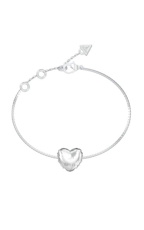 GUESS STEEL ICONIQUE JUBB05542JWRHL Βραχιόλι Ασημένιο Με Καρδιά Και Λογότυπο