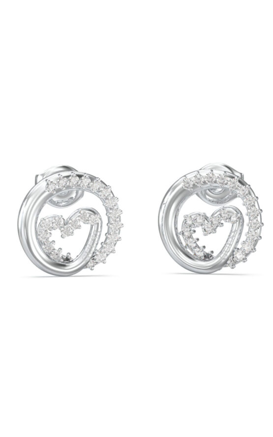 GUESS STEEL ICONIQUE JUBE05528JWRHT/U Σκουλαρίκια Ασημένια Καρδιές Με Πέτρες