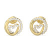 GUESS STEEL ICONIQUE JUBE05528JWYGT/U Σκουλαρίκια Χρυσά Καρδιές Με Πέτρες