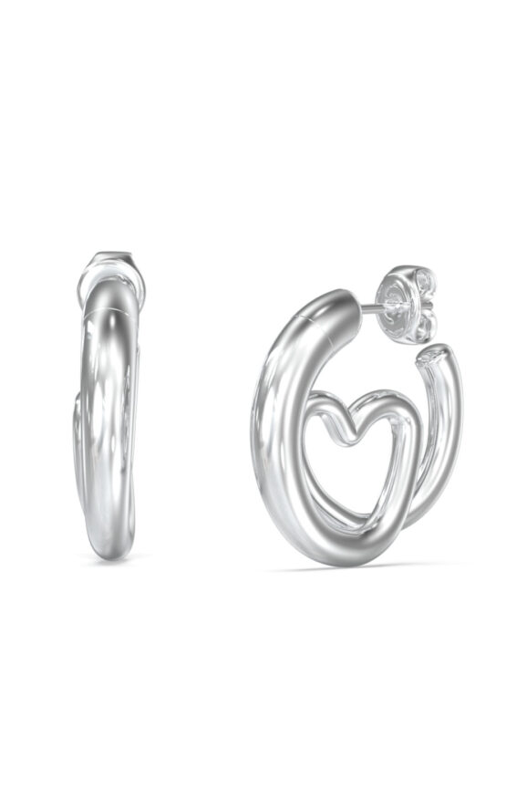 GUESS STEEL ICONIQUE JUBE05529JWRHT/U Σκουλαρίκια Ασημένια Καρδιές