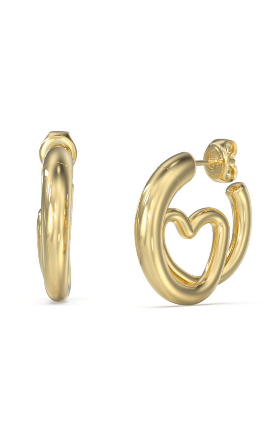 GUESS STEEL ICONIQUE JUBE05529JWYGT/U Σκουλαρίκια Χρυσά Καρδιές