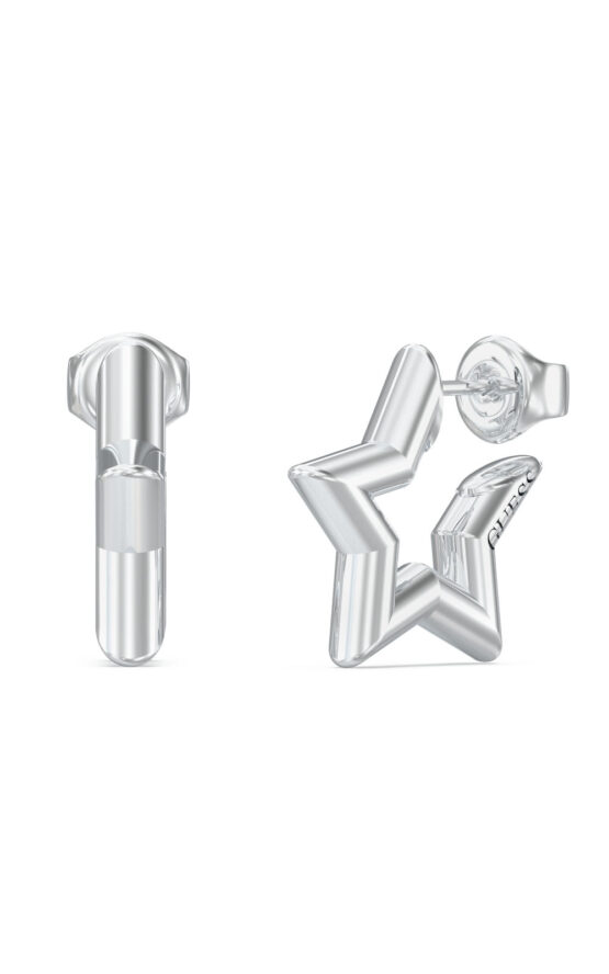 GUESS STEEL ICONIQUE JUBE05539JWRHT/U Σκουλαρίκια Ασημένια Αστέρια Με Λογότυπο