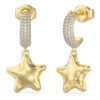 GUESS STEEL ICONIQUE JUBE05548JWYGT/U Κρίκοι Χρυσοί Με Αστέρια Με Πέτρες Και Λογότυπο