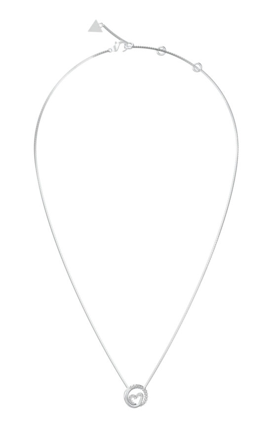 GUESS STEEL ICONIQUE JUBN05526JWRHT/U Κολιέ Ασημένιο Με Καρδιά Με Πέτρες