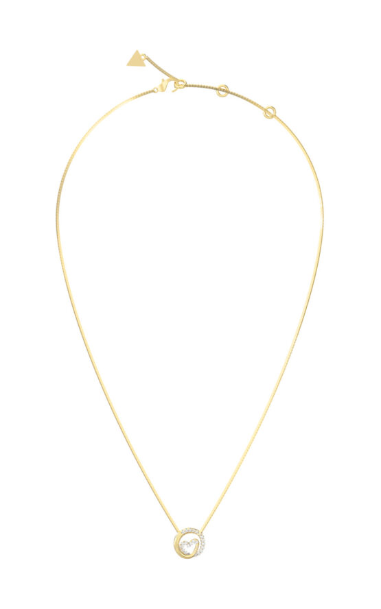 GUESS STEEL ICONIQUE JUBN05526JWYGT/U Κολιέ Χρυσό Με Καρδιά Με Πέτρες