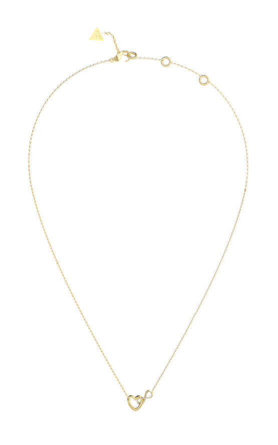GUESS STEEL ICONIQUE JUBN05530JWYGT/U Κολιέ Χρυσό Με Καρδιά Και Άπειρο Με Πέτρες