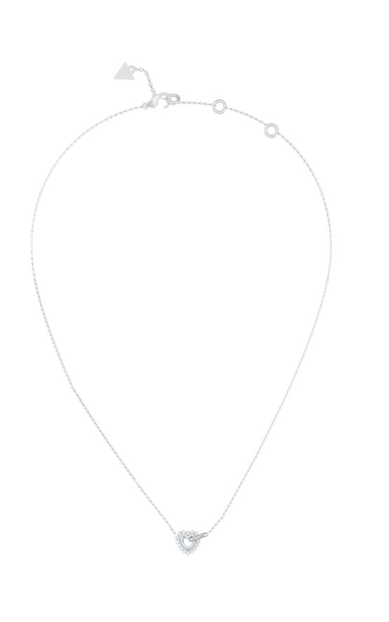 GUESS STEEL ICONIQUE JUBN05533JWRHT/U Κολιέ Ασημένιο Με Καρδιά Με Πέτρες