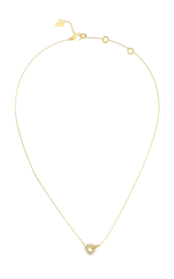 GUESS STEEL ICONIQUE JUBN05533JWYGT/U Κολιέ Χρυσό Με Καρδιά Με Πέτρες