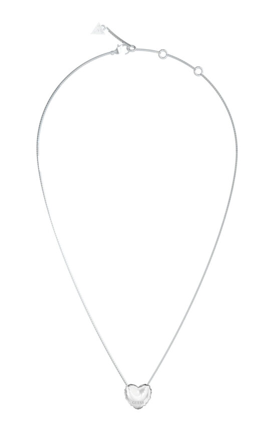 GUESS STEEL ICONIQUE JUBN05541JWRHT/U Κολιέ Ασημένιο Με Καρδιά Με Λογότυπο