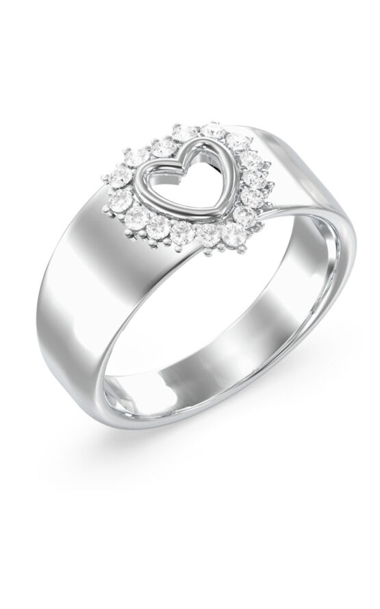 GUESS STEEL ICONIQUE JUBR05536JWRH54 Δαχτυλίδι Ασημένιο Με Καρδιά Με Πέτρες