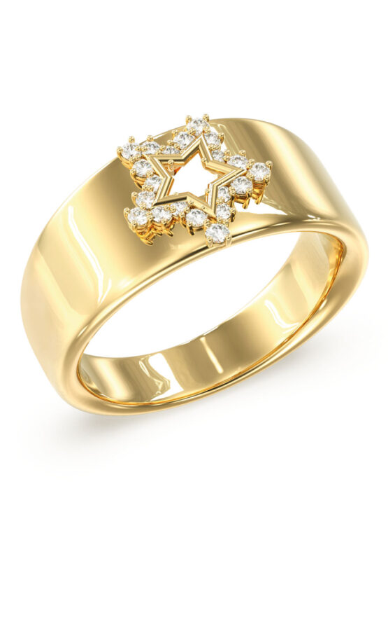 GUESS STEEL ICONIQUE JUBR05540JWYG54 Δαχτυλίδι Χρυσό Με Αστέρι Με Πέτρες