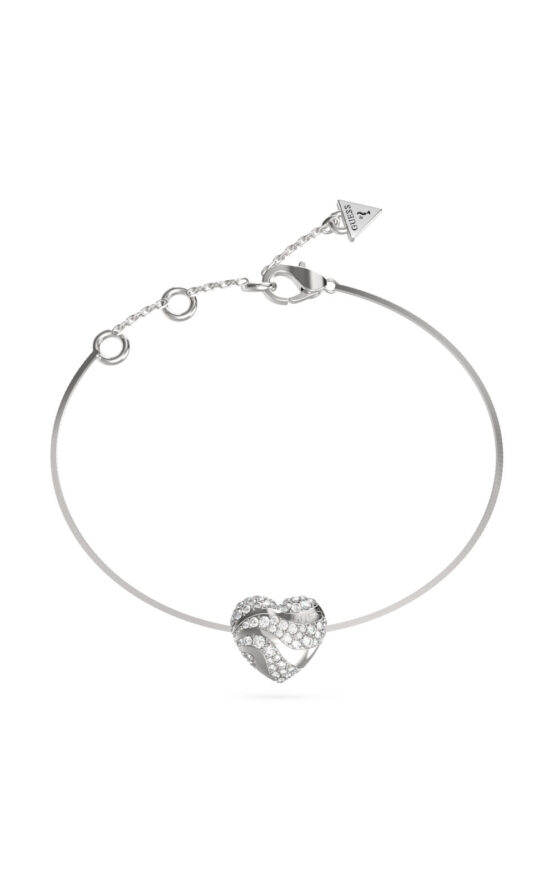 GUESS STEEL IN MY HEART JUBB04502JWRHL Βραχιόλι Ασημένιο Με Καρδιά Με Πέτρες