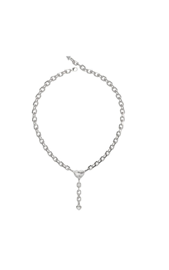 GUESS STEEL IN MY HEART JUBN04497JWRHT/U Κολιέ Ασημένιο Με Καρδιές