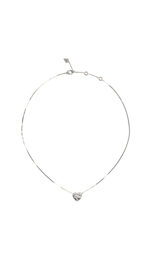 GUESS STEEL IN MY HEART JUBN04501JWRHT/U Κολιέ Ασημένιο Με Καρδιά