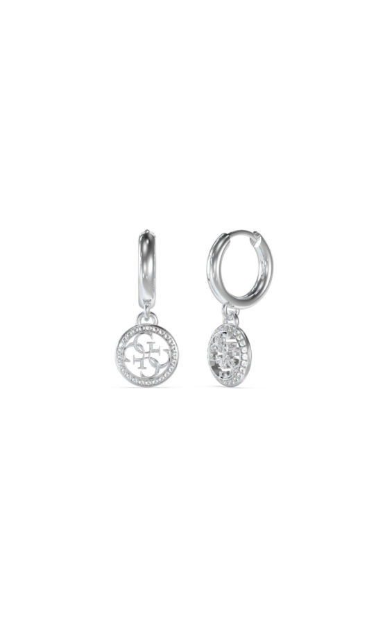 GUESS STEEL JUBE02133JWRHT-U Ασημένια Σκουλαρίκια Κρίκοι Με Κρεμαστό