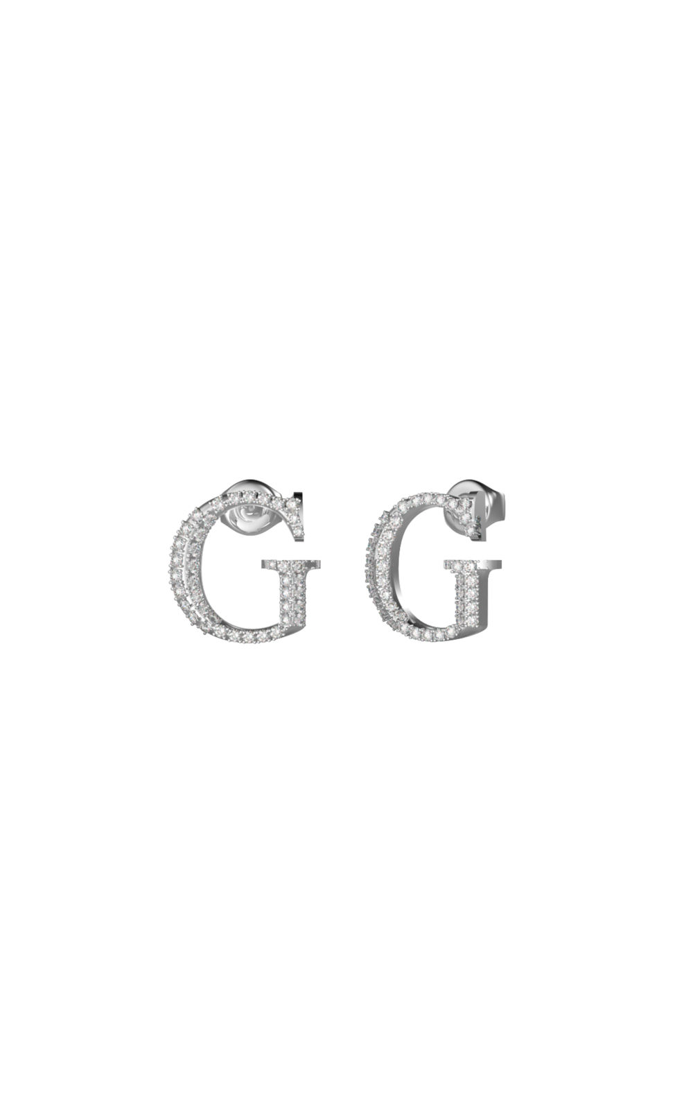 GUESS STEEL CRYSTAL HARMONY JUBE02220JWRHT/U Ασημένια Σκουλαρίκια Με Λογότυπο