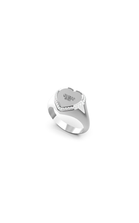 GUESS STEEL JUBR01430JWRH56 Ασημένιο Δαχτυλίδι Με Καρδιά
