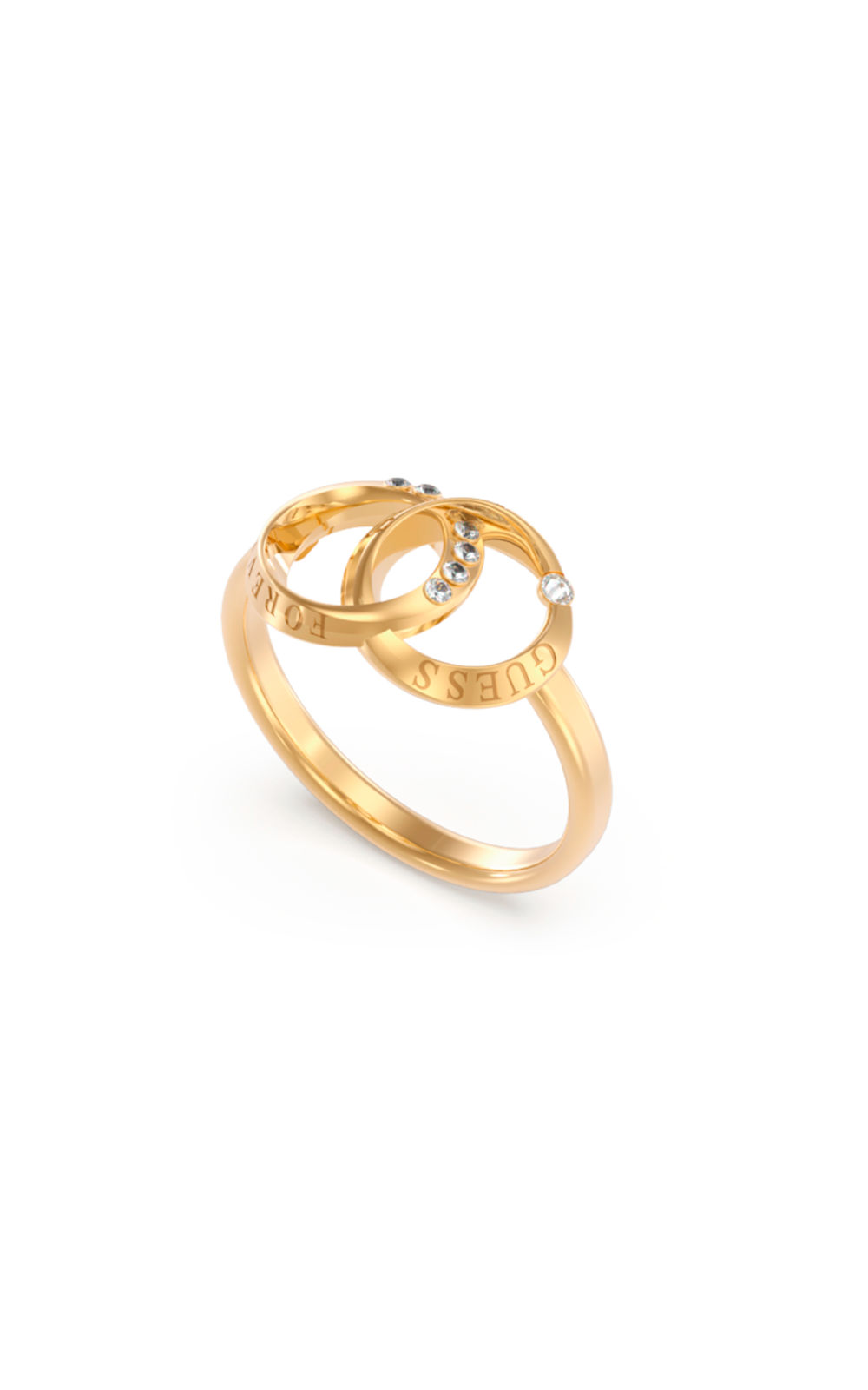 GUESS STEEL JUBR02192JWYG56 Χρυσό Δαχτυλίδι Διπλοί Κρίκοι