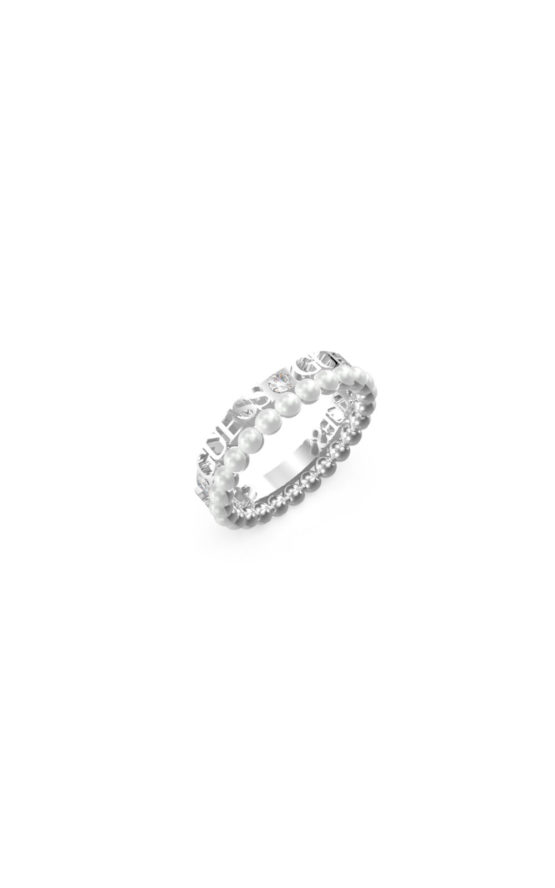 GUESS STEEL JUBR02267JWRH56 Ασημένιο Δαχτυλίδι Με Πέρλες