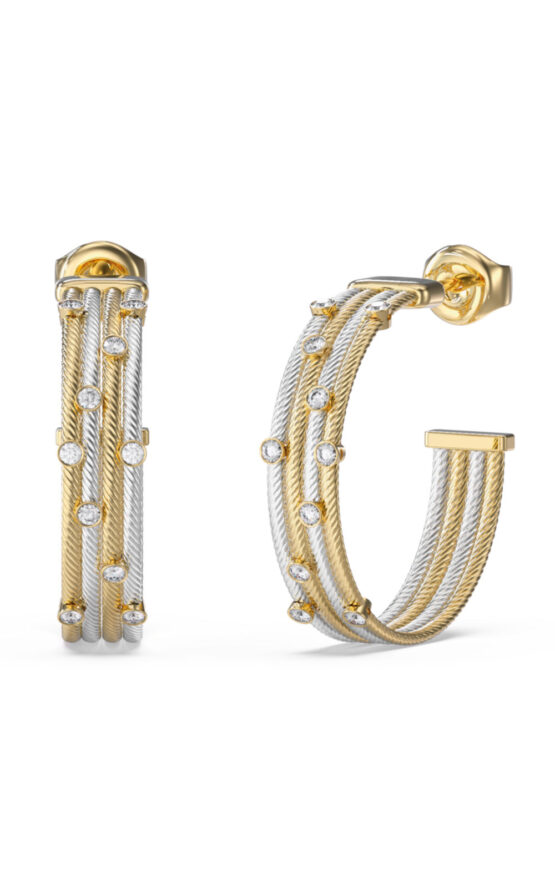 GUESS STEEL KALYBE JUBE05386JWYGRHT/U Κρίκοι Δίχρωμοι Με Πέτρες