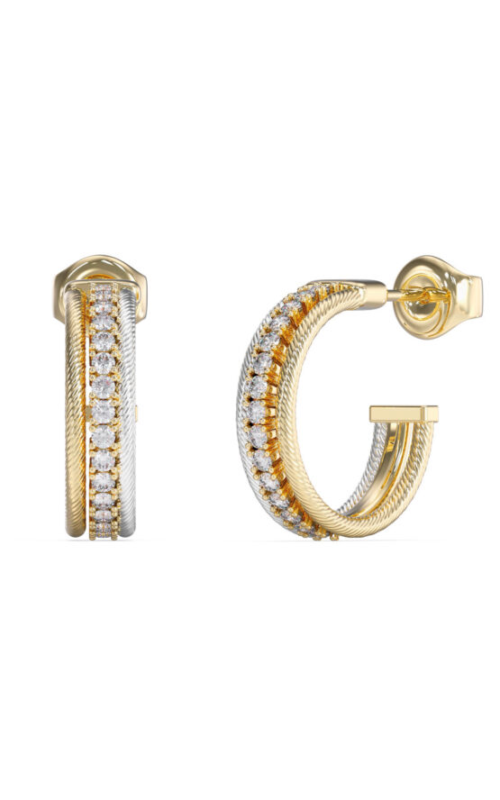 GUESS STEEL KALYBE JUBE05392JWYGRHT/U Κρίκοι Δίχρωμοι Με Πέτρες