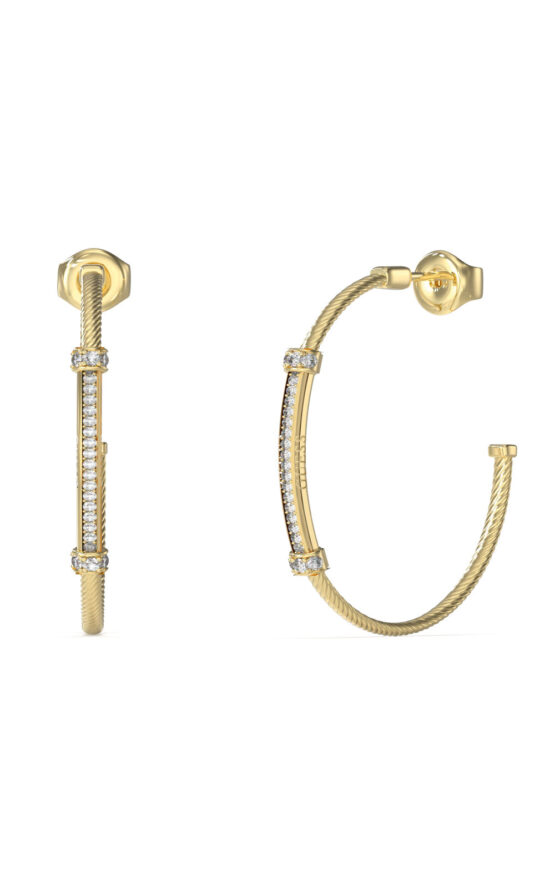 GUESS STEEL KALYBE JUBE05397JWYGT/U Κρίκοι Χρυσοί Με Πέτρες