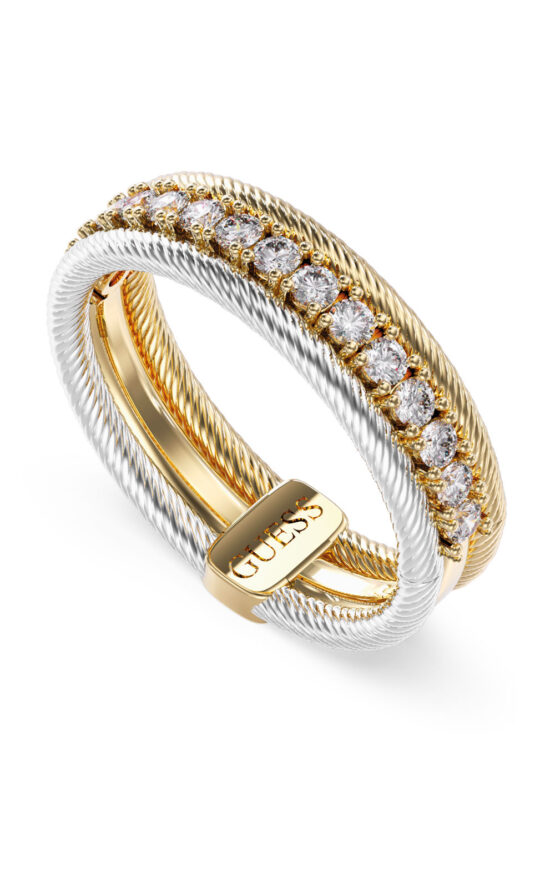 GUESS STEEL KALYBE JUBR05393JWYGRH54 Δαχτυλίδι Τρίβερο Δίχρωμο Με Πέτρες