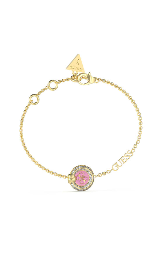 GUESS STEEL KNOT YOU JUBB04053JWYGPKL Χρυσό Βραχιόλι Με Ροζ Σχέδιο
