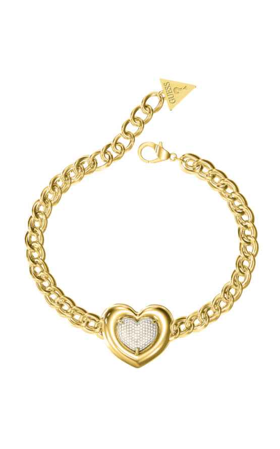 GUESS STEEL L.O.V.E. JUBB05456JWYGL Βραχιόλι Χρυσό Με Καρδιά Με Πέτρες