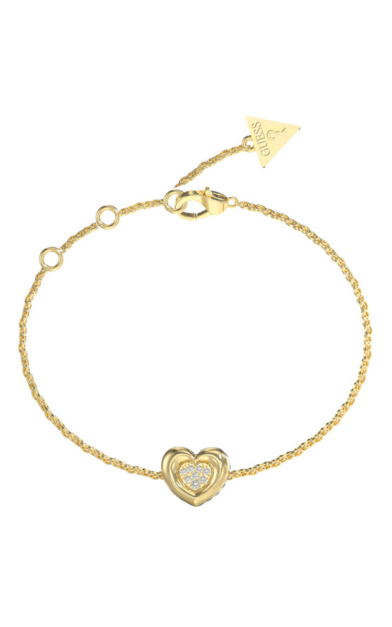 GUESS STEEL L.O.V.E. JUBB05461JWYGL Βραχιόλι Χρυσό Με Καρδιά Με Πέτρες