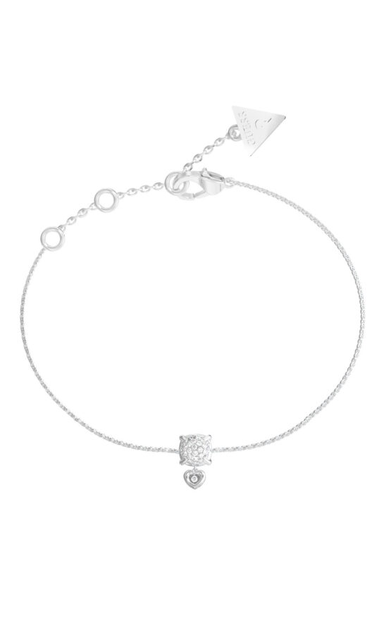 GUESS STEEL L.O.V.E. JUBB05469JWRHL Βραχιόλι Ασημένιο Με Καρδιά Με Πέτρες