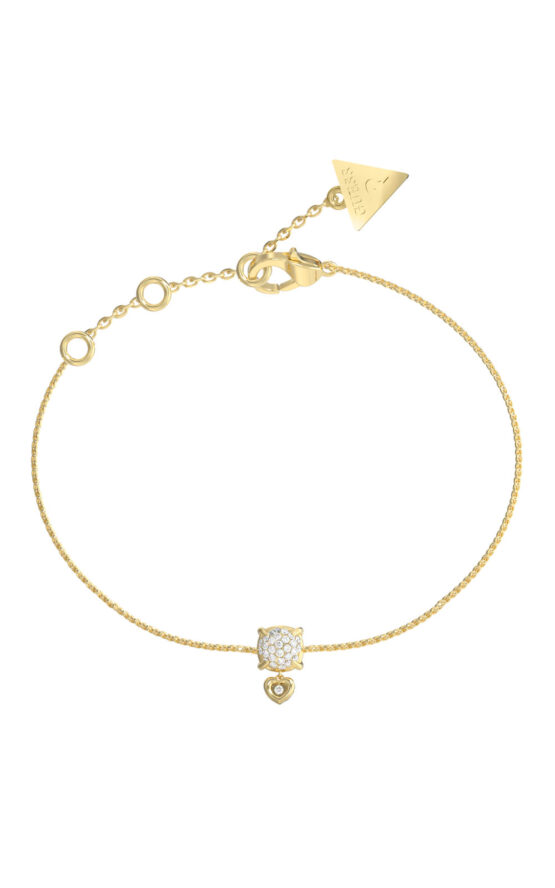 GUESS STEEL L.O.V.E. JUBB05469JWYGL Βραχιόλι Χρυσό Με Καρδιά Με Πέτρες