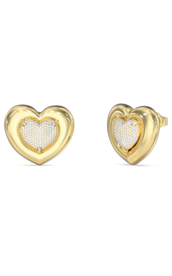 GUESS STEEL L.O.V.E. JUBE05459JWYGT/U Σκουλαρίκια Χρυσά Καρδιές
