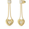 GUESS STEEL L.O.V.E. JUBE05462JWYGT/U Σκουλαρίκια Χρυσά Καρδιές Με Πέτρες