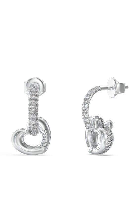 GUESS STEEL L.O.V.E. JUBE05465JWRHT/U Σκουλαρίκια Ασημένια Με Καρδιές