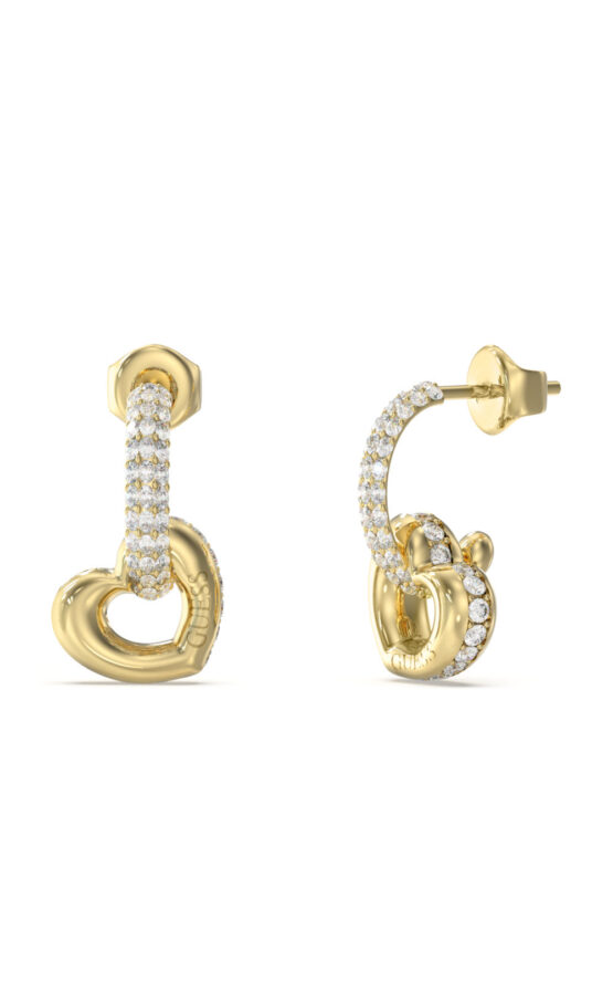 GUESS STEEL L.O.V.E. JUBE05465JWYGT/U Σκουλαρίκια Χρυσά Με Καρδιές