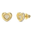 GUESS STEEL L.O.V.E. JUBE05466JWYGT/U Σκουλαρίκια Χρυσά Καρδιές Με Πέτρες