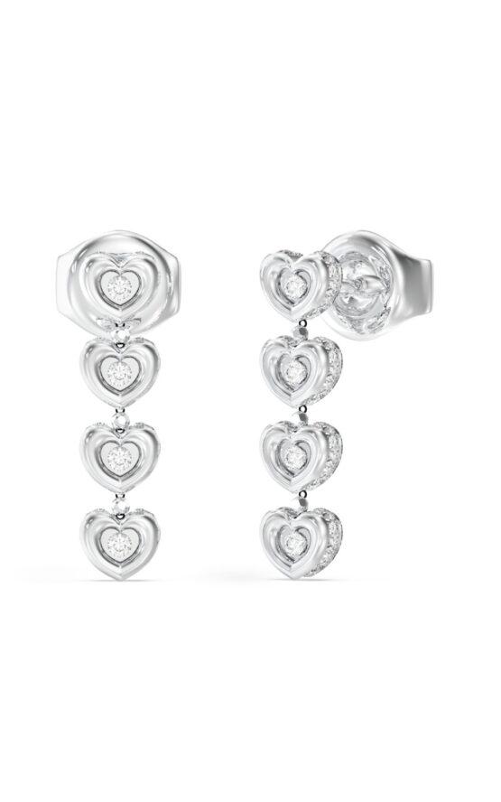 GUESS STEEL L.O.V.E. JUBE05473JWRHT/U Σκουλαρίκια Ασημένια Με Καρδιές