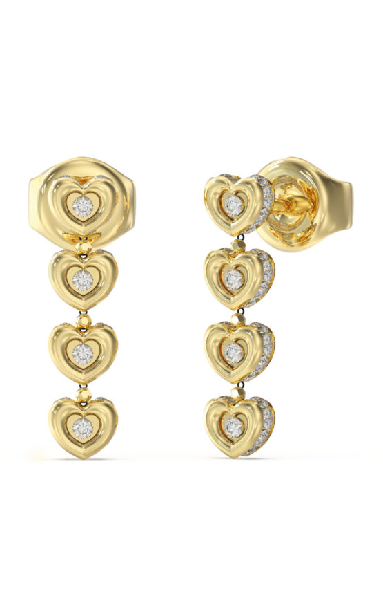 GUESS STEEL L.O.V.E. JUBE05473JWYGT/U Σκουλαρίκια Χρυσά Με Καρδιές