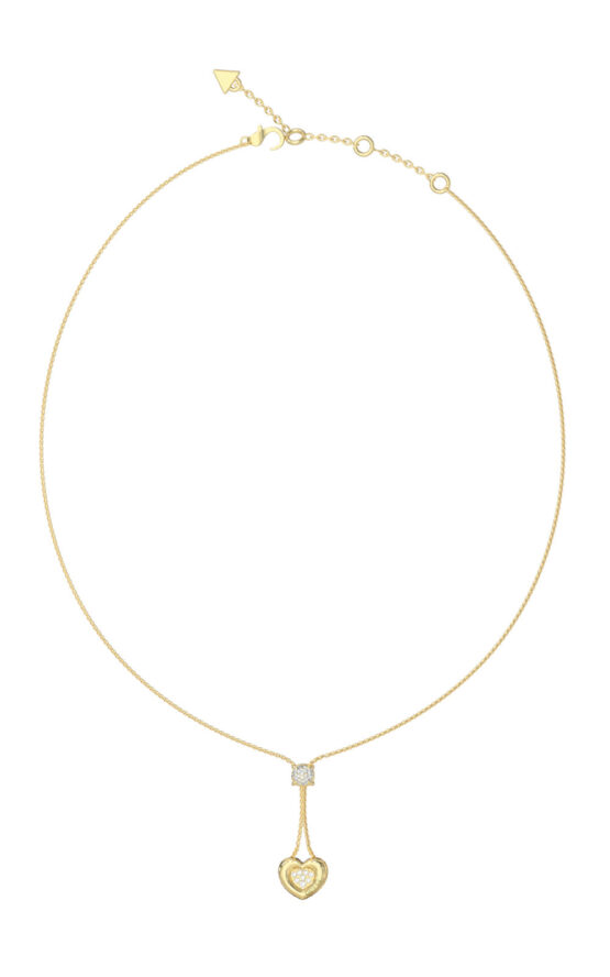 GUESS STEEL L.O.V.E. JUBN05460JWYGT/U Κολιέ Χρυσό Με Καρδιά Με Πέτρες